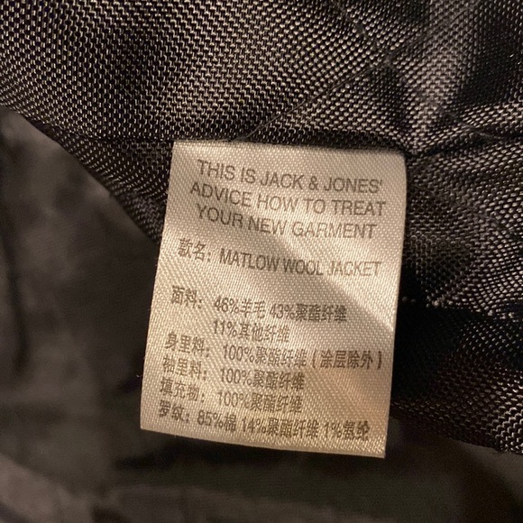 Jack & Jones Denim Gray/Black Plaid Hooded Marlow Wool Jacket Sz Medium - Picture 14 of 15